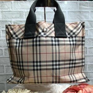 Burberry Checkered Tote Bag - Black, White, Red